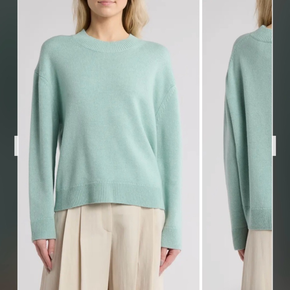 TWP Boy Crewneck Cashmere Sweater in Aqua Size XS - Picture 2 of 8
